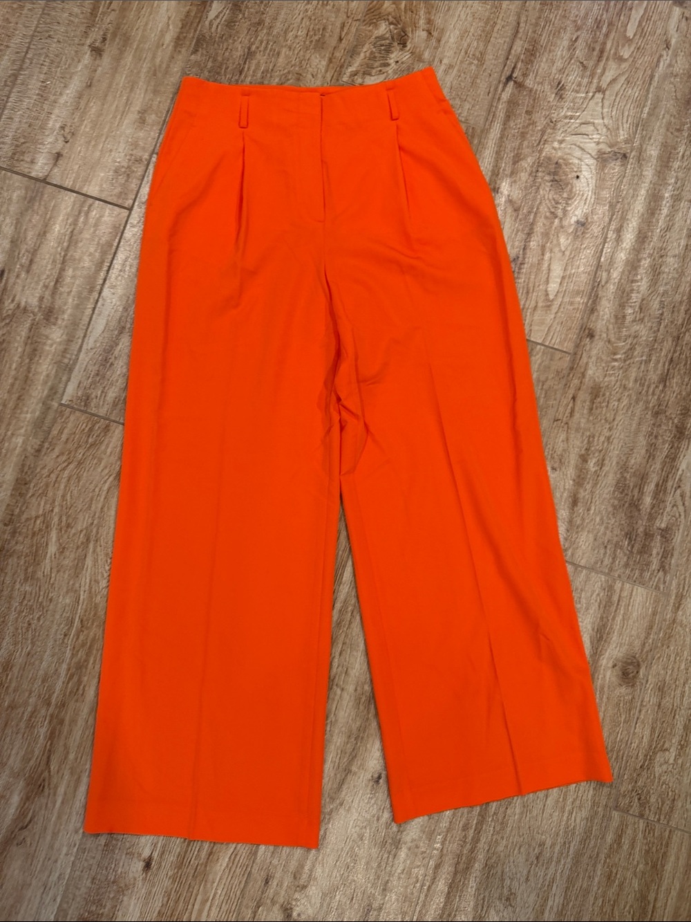 Ann Taylor Wide-Leg High-Rise Pants in Bright Orange